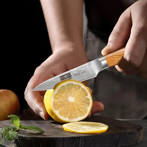 Miniatura 7 de HOSHANHO Juego de Cuchillos de Cocina de Damasco de 3 Piezas, Cuchillo de Chef Ultra Afilado de 8", Cuchillo Santoku de 7", Cuchillo Mondador