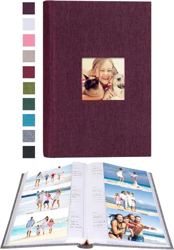 Miniatura 8 de Mublalbum Álbum de fotos de 4 x 6 pulgadas, 300 fotos, cubierta de lino con áreas de notas, libro de fotos para boda, familia, bebé y vacaciones