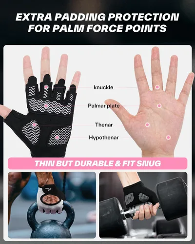 Miniatura 2 de Sportneer Workout Gloves for Men & Women, Full Palm Protection Breathable Exercise Gloves w/Curved Open Back, Lightweight Fitness Gloves for Pull