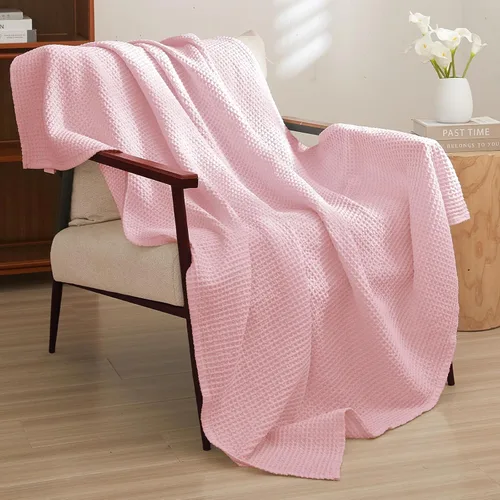 Miniatura 31 de PHF - Manta de punto gofre 100% de algodón tamaño king para cama, cobija ligera transpirable a prueba de engancho, ideal para acolchado en climas