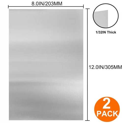Miniatura 3 de 2 piezas de láminas de metal de acero inoxidable 304 de 8" x 12" x 1/32" (0,80 mm) Placas de acero inoxidable 304 de 20 calibre, láminas de metal