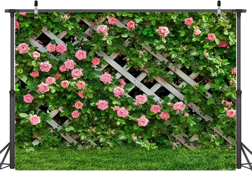Miniatura 7 de AIIKES Telón de fondo de flores de 10 x 8 pies para fotografía, telón de fondo floral de primavera, telón de fondo de valla de hojas verdes, telón