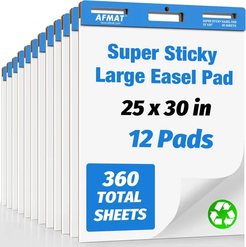 Miniatura 8 de AFMAT Almohadillas adhesivas de caballete, papel de 25 x 30 pulgadas para profesores, papel de caballete resistente a la decoloración de tinta