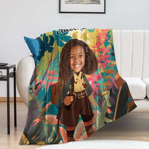 Miniatura 5 de Manta personalizada de felpa para niña afroamericana con foto y nombre, manta negra afro personalizada para niñas, manta para bebés, regalo