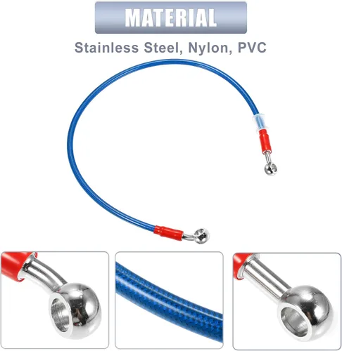 Miniatura 6 de X AUTOHAUX 25.6 in 25.59" Longitud 0.394 in ID motocicleta freno hidráulico tubo manguera aceite tubo 28° 0° acero inoxidable trenzado cable