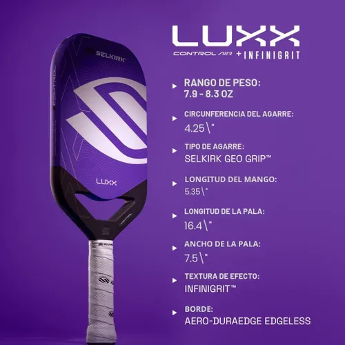 Miniatura 8 de Selkirk LUXX Sport Pickleball Paddle, paleta de fibra de carbono con núcleo de polipropileno X7 diseñada para un control inigualable y potencia