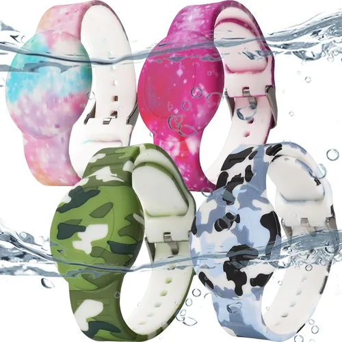 Miniatura 9 de Paquete de 2 pulseras impermeables AirTag para niños, pulsera impresa oculta para Apple AirTag, funda de silicona para AirTag y rastreador