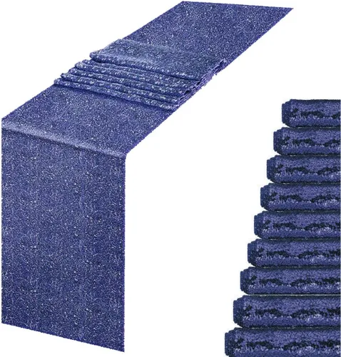Miniatura 10 de JYFLZQ Camino de mesa de lentejuelas negras de 12 x 72 pulgadas, manteles de mesa de tela con lentejuelas negras brillantes - Caminos brillantes