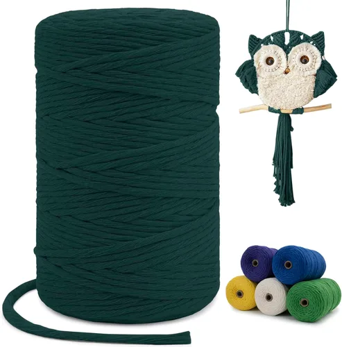 Miniatura 88 de Cuerda de macramé de una sola hebra de 0.197 in x 110 yardas, cuerda de macramé de algodón natural de 0.197 in, cuerda de algodón grueso para colgar