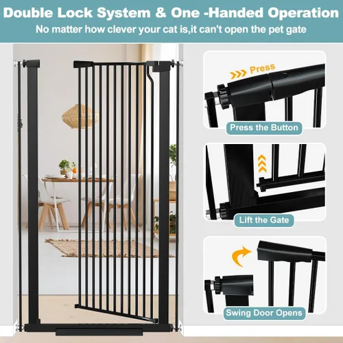 Miniatura 6 de Puerta extra alta para mascotas de 51.18 pulgadas para gatos y perros, puerta extra ancha de 29.6 a 40.5 pulgadas para escaleras y puertas, puerta