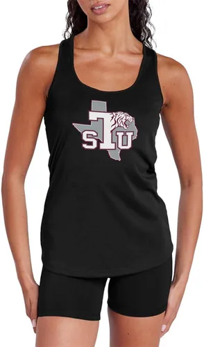 Miniatura 190 de Camiseta deportiva sin mangas oficial de NCAA Collegiate para mujer, con espalda cruzada, colección con logotipo primario