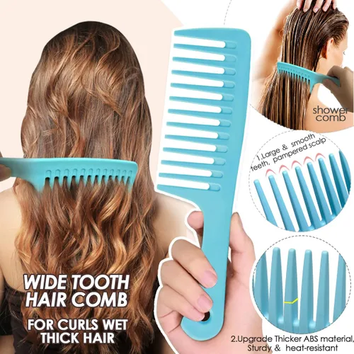 Miniatura 2 de Peines de pelo para mujeres y hombres, peine de dientes anchos grandes, dientes finos, peine de cola de rata, juego de peines para desenredar
