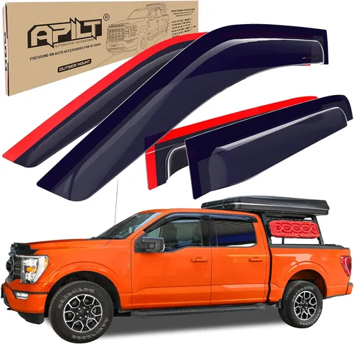 Miniatura 11 de Protectores de lluvia grandes para ventana de ventilación para Ford F-150 SuperCrew 2009-2014 y SVT Raptor SuperCrew 2010-2014 para montaje