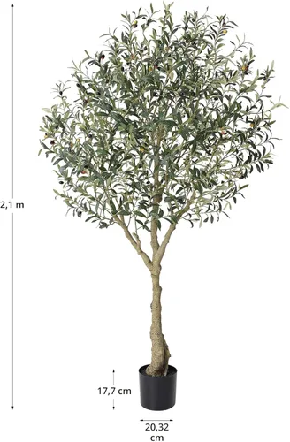 Miniatura 5 de LOMANTO - Árboles de olivo artificiales para interiores, 7 pies de alto, plantas de olivo artificiales altas, árbol de olivo falso de seda en maceta