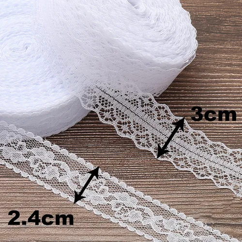 Miniatura 2 de Cinta de encaje blanco de 54.6 yardas, rollos de encaje de ganchillo vintage con borde festoneado para coser bricolaje, manualidades, cinta de boda