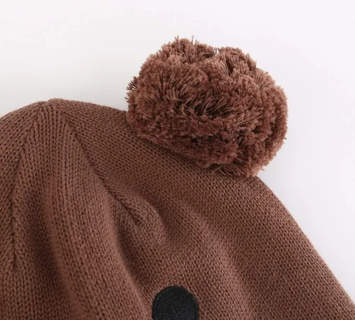 Miniatura 4 de LLmoway Gorro de punto con forro polar para bebé, con orejeras, pompón