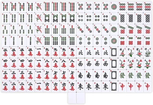Miniatura 6 de Mose Cafolo - Mahjong Chino XL, 146 azulejos numerados de melamina de 1.5 pulgadas, con estuche de viaje para llevar, manual en inglés, juego
