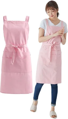 Miniatura 12 de Jeelow Delantal de cocina de algodón o sarga de algodón para hombres y mujeres, ajustable con bolsillos ajustables