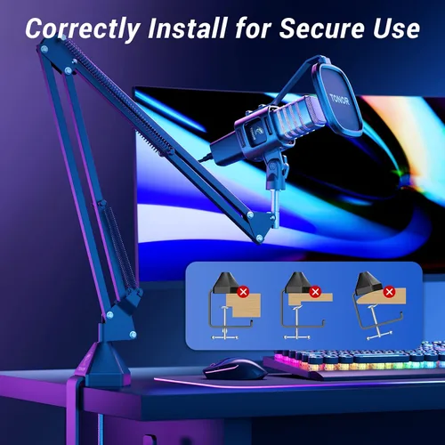 Miniatura 6 de TONOR Micrófono USB para juegos, juego de microfono de transmisión RGB, micrófono de computadora de grabación de podcasts para PS4/5, Discord
