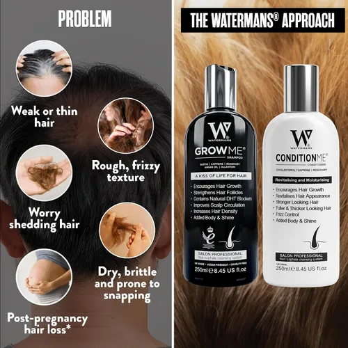 Miniatura 4 de Champú y acondicionador para el crecimiento del cabello de Watermans. Paquete combinado. El mejor sistema de crecimiento del cabello para hombres
