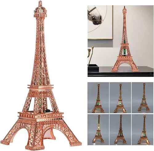 Miniatura 5 de LIZEALUCKY Estatua de la Torre Eiffel, modelo de torre Eiffel de 10.2 pulgadas, torre decorativa de escritorio de mesa con luz nocturna 3D, luminoso