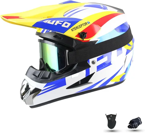 Miniatura 11 de Casco de motocross para jóvenes, aprobado por el DOT, cascos para niños ATV con gafas, guantes y máscara, para motocross, ATV, BMX Off-Road