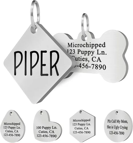 Ultra Joys Etiquetas de identificación personalizadas de perros y gatos para mascotas, etiquetas de identificación personalizadas en la parte