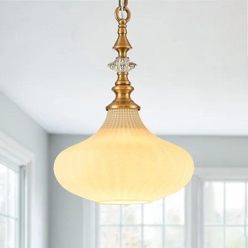 Lámpara colgante de 3 luces estilo granja vintage, lámpara colgante dorada para cocina, iluminación colgante ajustable con pantalla de vidrio beige