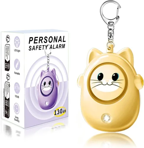 Miniatura 9 de Llavero de alarma personal para mujeres con luz LED, sonido seguro de 130 dB, sirena fuerte de 130 dB, alarma de seguridad de autodefensa de Púrpura