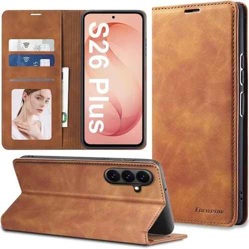 Miniatura 34 de Funda de piel con tapa para Samsung Galaxy Z Flip 3, con protección de bisagra, delgada y magnética tipo cartera [1 tarjetero], funda protectora a