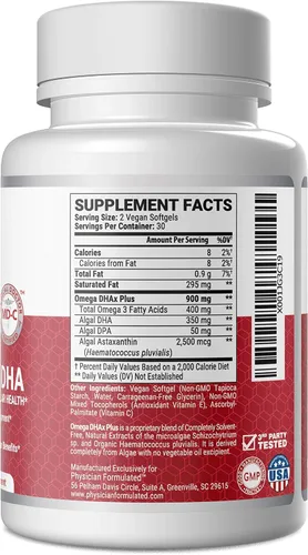 Miniatura 6 de DHA vegano para cerebro y prenatal 100% a base de algas Omega 3 ácidos grasos esenciales sin carragenano, sin aceite vegetal más 2500 mcg