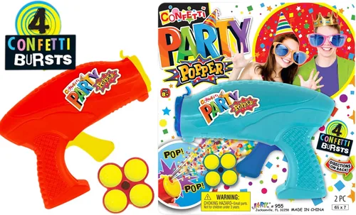 Miniatura 2 de JA-RU Poppers de confeti para niños (paquete de 6) coloridos disparadores de confeti, pistola de confeti, recuerdos de fiesta para revelación