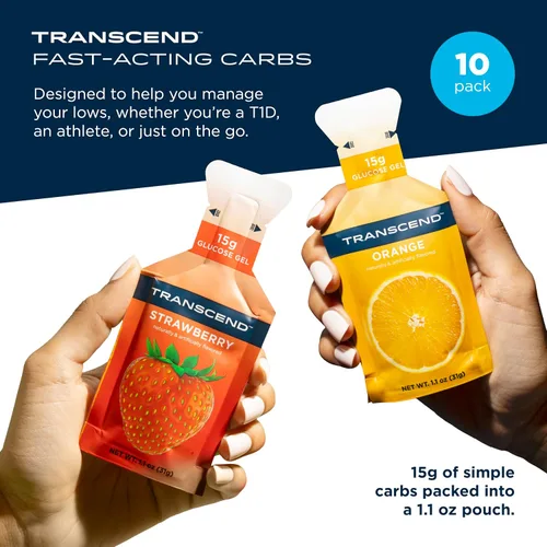 Miniatura 2 de Transcend Foods Geles de fresa + naranja (1.1 oz, paquete de 10) Gel de carbohidratos de acción rápida sabor a fresa y naranja – Sin cafeína, sin