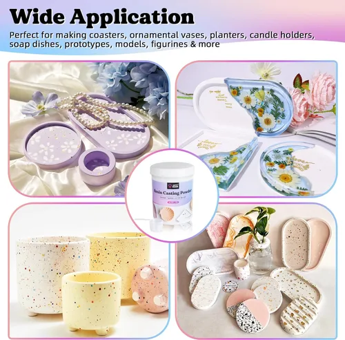 Miniatura 4 de LET'S RESIN Kit de iniciación de polvos de fundición de resina, 35.27 oz de polvo de fundición sin olor curado rápido, 20 ~ 30 minutos de desmolde