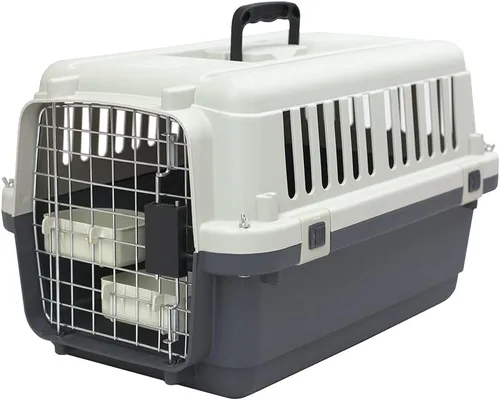 Miniatura 16 de SportPet - Jaula de viaje para perros con puerta de alambre aprobada por aerolíneas, de plástico duradero con ruedas extraíbles, plegable, cuencos