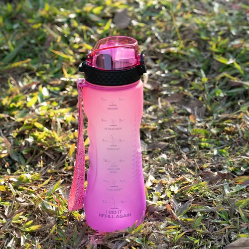 Miniatura 2 de Botella de agua motivacional para niños de 24 onzas con marcador de tiempo, tapa de pajilla, a prueba de fugas, botella de agua deportiva Tritan sin