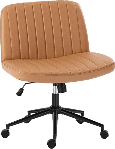 Miniatura 26 de OLIXIS Silla Criss Cross con Ruedas Silla de Escritorio de Oficina y Tocador con Patas Cruzadas Anchas Silla de Tela Cómoda Sin Brazos Ajustable