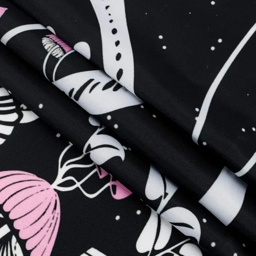 Miniatura 8 de LB Tapiz de mariposa blanco y negro, hongo rosa y hojas con fase lunar para dormitorio, tapiz colgante de pared de noche estrellada, arte de pared