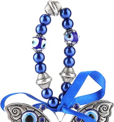 Miniatura 9 de Colgante de pared de cristal turco contra el mal de ojo, adorno azul de 6.69 pulgadas, amuleto de buena suerte, decoración de automóvil para oficina