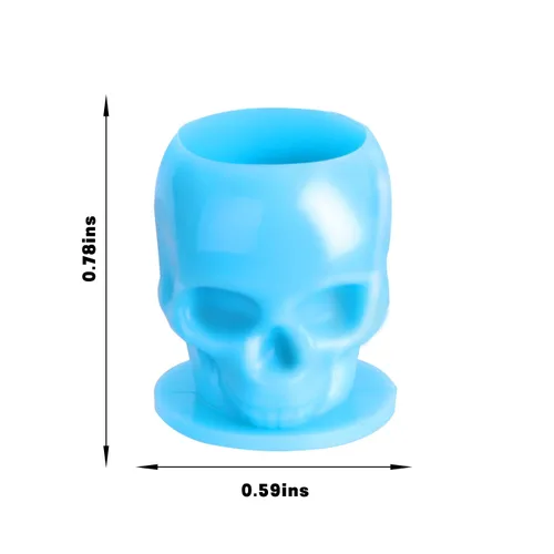 Miniatura 25 de Tapas de tinta de tatuaje, vasos desechables de tinta de tatuaje de calavera, 200 unidades, tapas de tinta de plástico para tatuajes, maquillaje