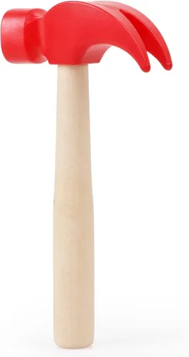 Miniatura 3 de Fowecelt Juguetes de martillo de madera, martillos de simulación, herramientas de mantenimiento, juguetes educativos para niños, suministros de Rojo