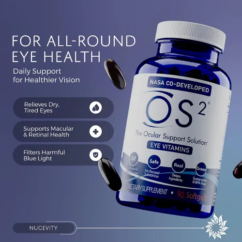 Miniatura 2 de OS2 Solución de apoyo ocular – Vitaminas patentadas para ojos para salud macular, ojo seco y luz azul – Luteína, zeaxantina, Omega 3, astaxantina
