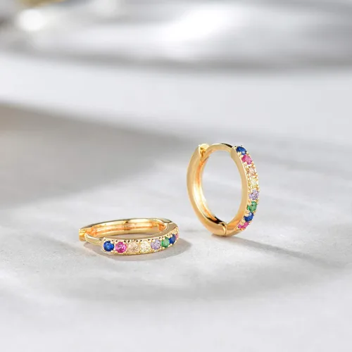 Miniatura 4 de VACRONA - Aretes tipo arracada de aro para mujer, chapados en oro de 14 quilates, diseño de Huggie