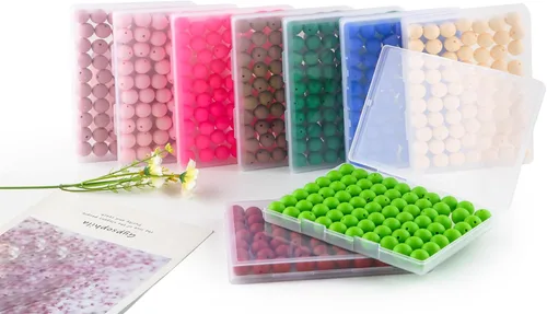 Miniatura 6 de Sunrony 70 cuentas de silicona para hacer collares, cuentas redondas de silicona a granel de 0.591 in para bolígrafos (camello)