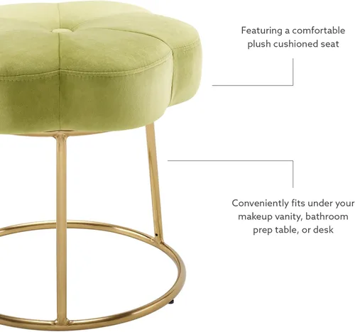 Miniatura 5 de Linon Talulah - Taburete decorativo y tocador verde claro y dorado