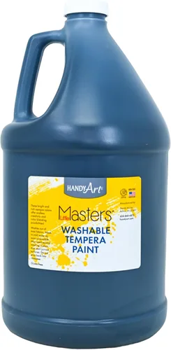 Handy Art Little Masters - Pintura al temple lavable, color negro, botella de 128 onzas, brillante y mezclable, alta opacidad, colores lavables para