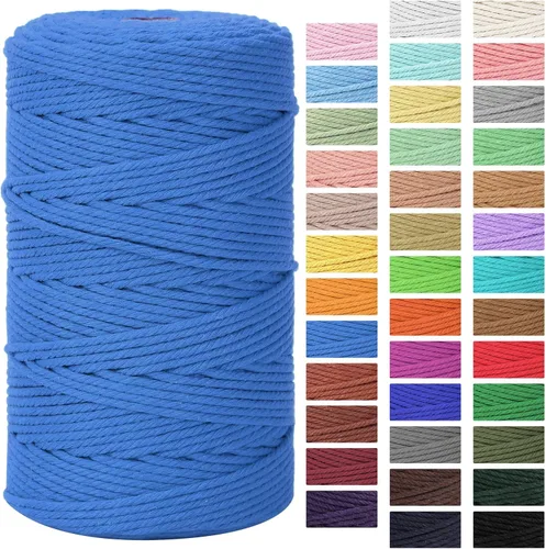 Miniatura 19 de Cordón de macramé de 0.118 in x 328 yardas Cuerda de macramé 100% algodón natural Cuerda de algodón trenzado de 4 hebras para manualidades, Gris