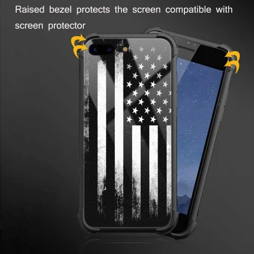 Miniatura 4 de Carcasa para iPhone 8 Plus, 9H de cristal templado para iPhone 7 Plus, para hombres y niños, diseño de patrón fresco a prueba de golpes, Bandera