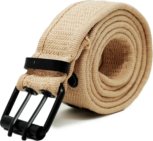 Miniatura 8 de Funky Junque Mens Women Belt Work Tactical Canvas Military Double Pronged Heavy Duty Army Grommets Web Black Grunge