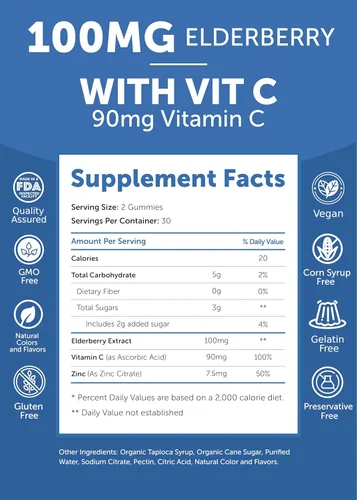 Miniatura 5 de Lunakai Paquete de gomitas de saúco y vitamina E, suplemento de apoyo inmunológico con zinc y vitamina C más 1000iu natural VIT E gomita